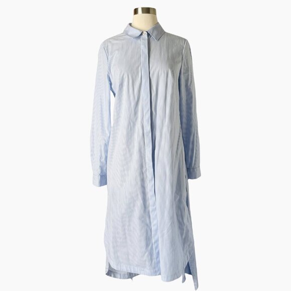 Jonathan Simkhai Striped Belted Shirt Dress Blue White Long Sleeve - Picture 3 of 8